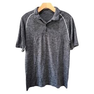 SODO Mens Polo Golf Travel Tennis Gray Seamless Short Sleeve Button Logo Size M